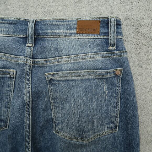 Judy Blue Jeans Junior's 1/25 Mid-Rise Relaxed Straight 25" Inseam Destroyed - Picture 16 of 16